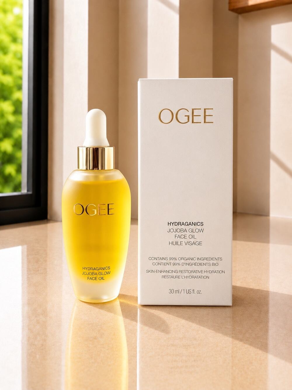 $98 New Ogee Hydraganics Jojoba Glow Face Oil 1 oz